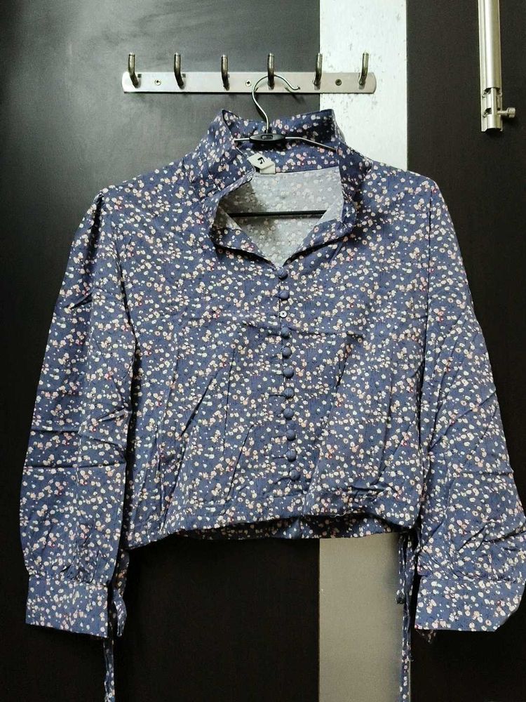 Floral Print Button-Up Blouse