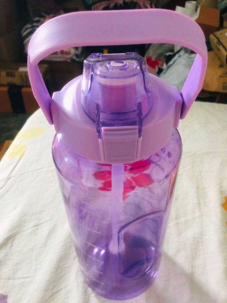 Purple Water Bottle with Straw