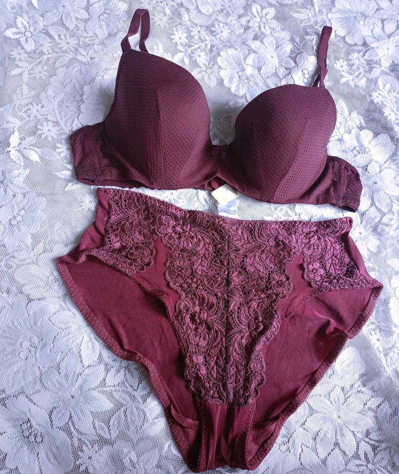 Burgundy Bra &amp; Panty Set