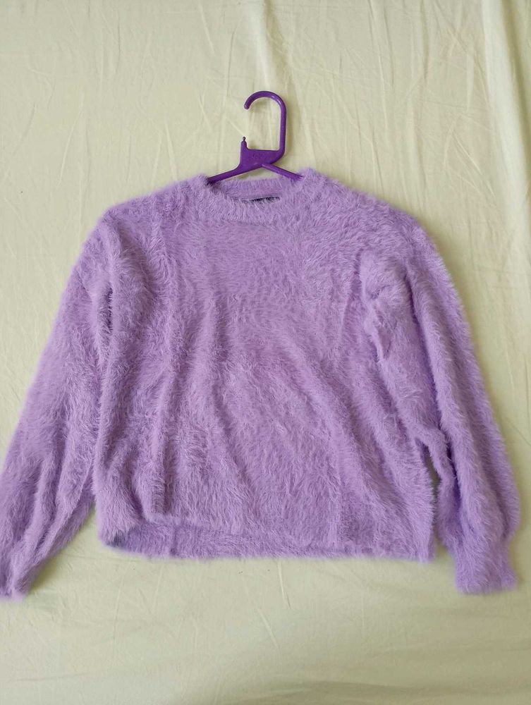 Cozy Lavender Fuzzy Sweater