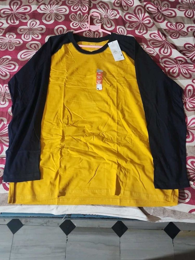 Yellow &amp; Navy Raglan Long Sleeve Top