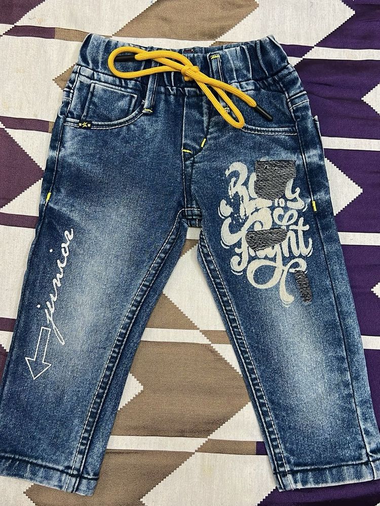 Kids' Graphic Sequin Denim Jeans with Drawstring