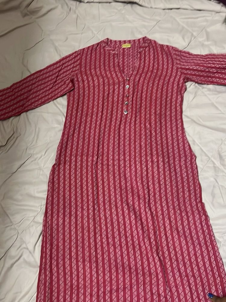 Vibrant Pink Striped Kurta
