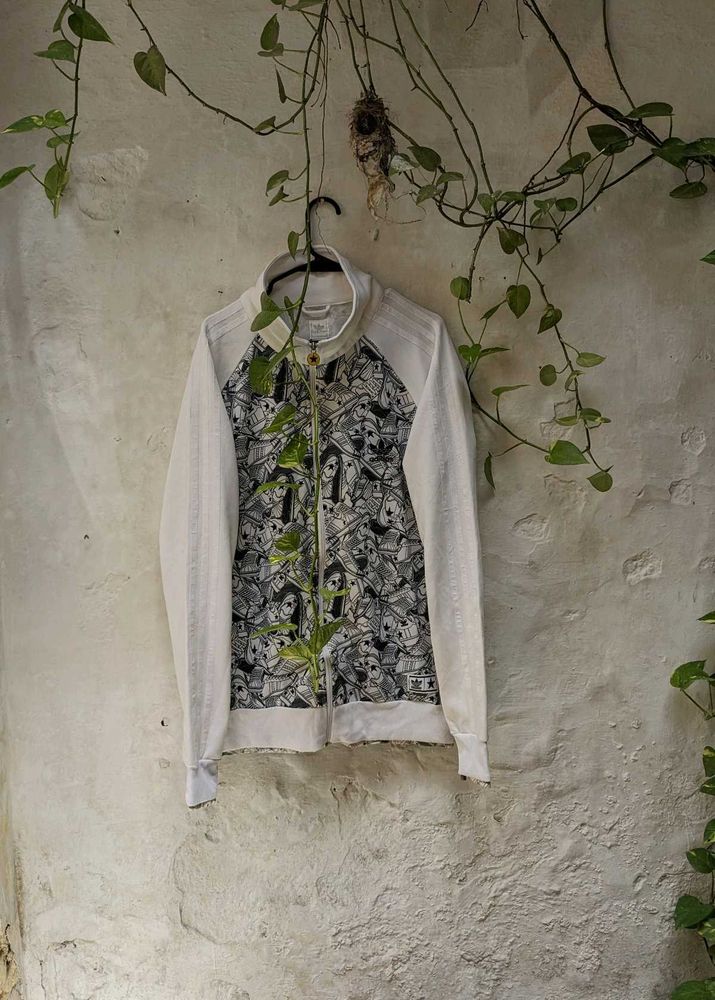 Unique Graphic Print Zip-Up Jacket