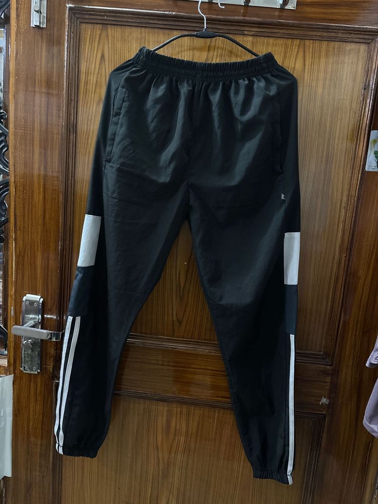Black Track Pants with White Stripes