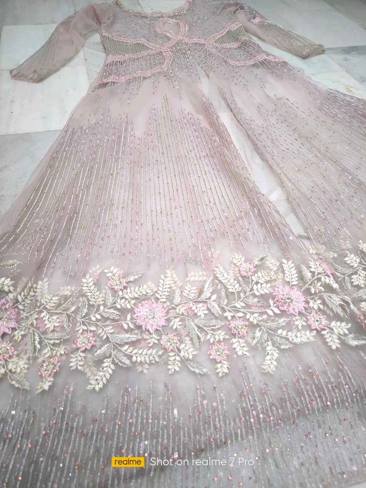 Elegant lavender Embroidered 4 piece dress