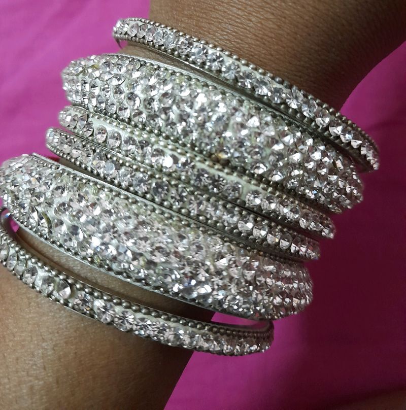 Silver Stone Metal New Bangle/chudi/ Size 2.6