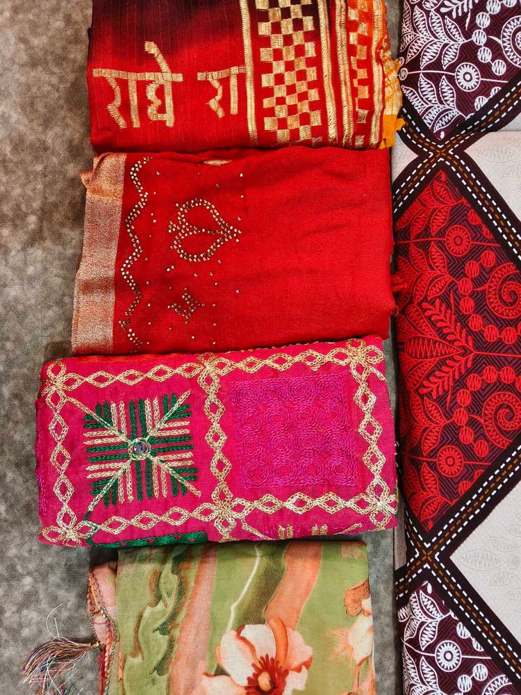 Vibrant Embroidered dupatta 3 (1free dupatt