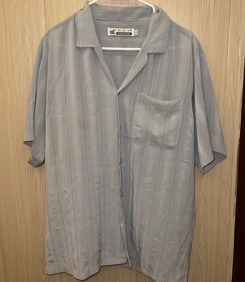 Korean Grey Striped Shirt
