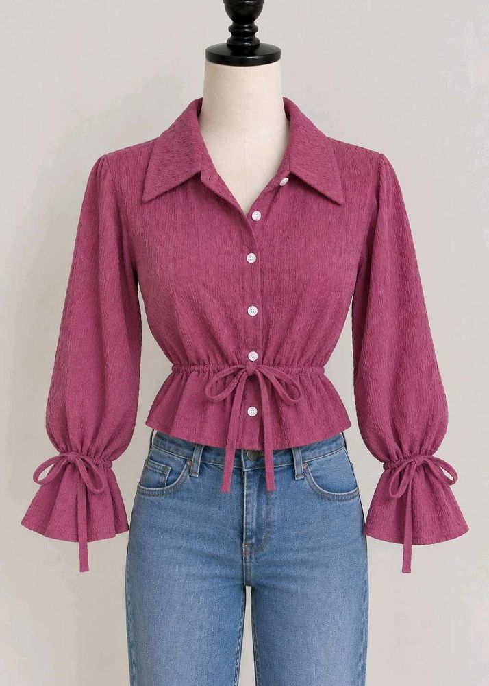 SHIRT TYPE CROP TOP