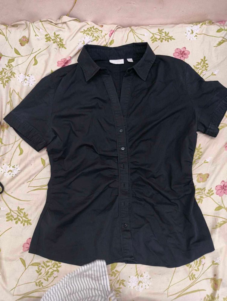 Classic black Button-Up croset Top/shirt
