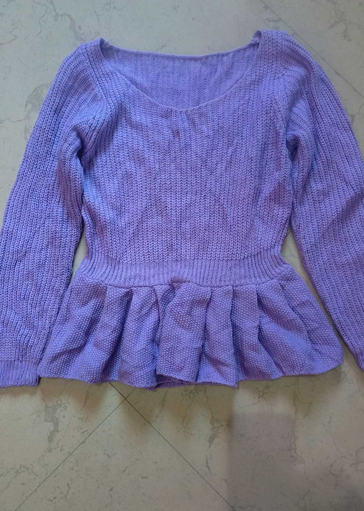Lilac Peplum Knit Sweater