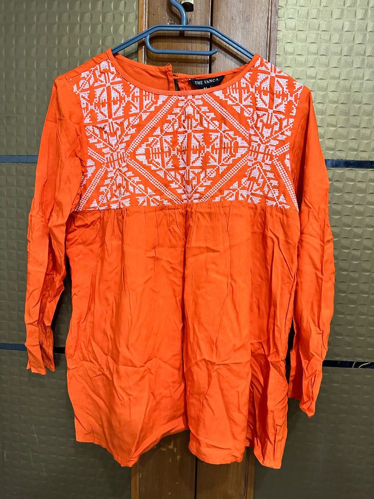 Orange Coral Kurti Top