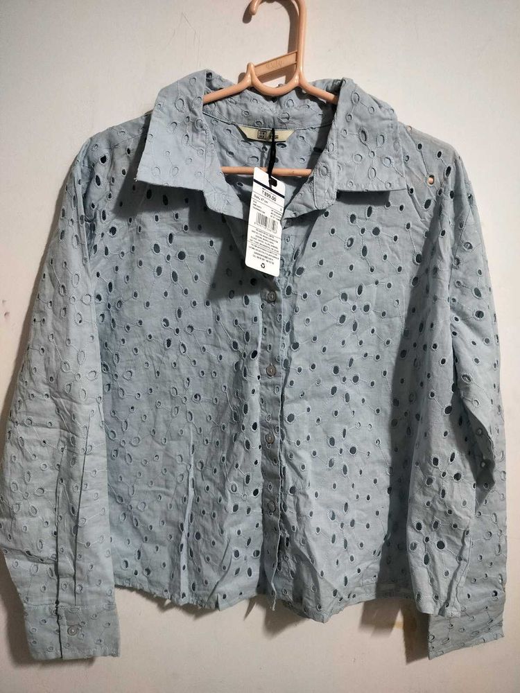 Light Blue Broderie Shirt