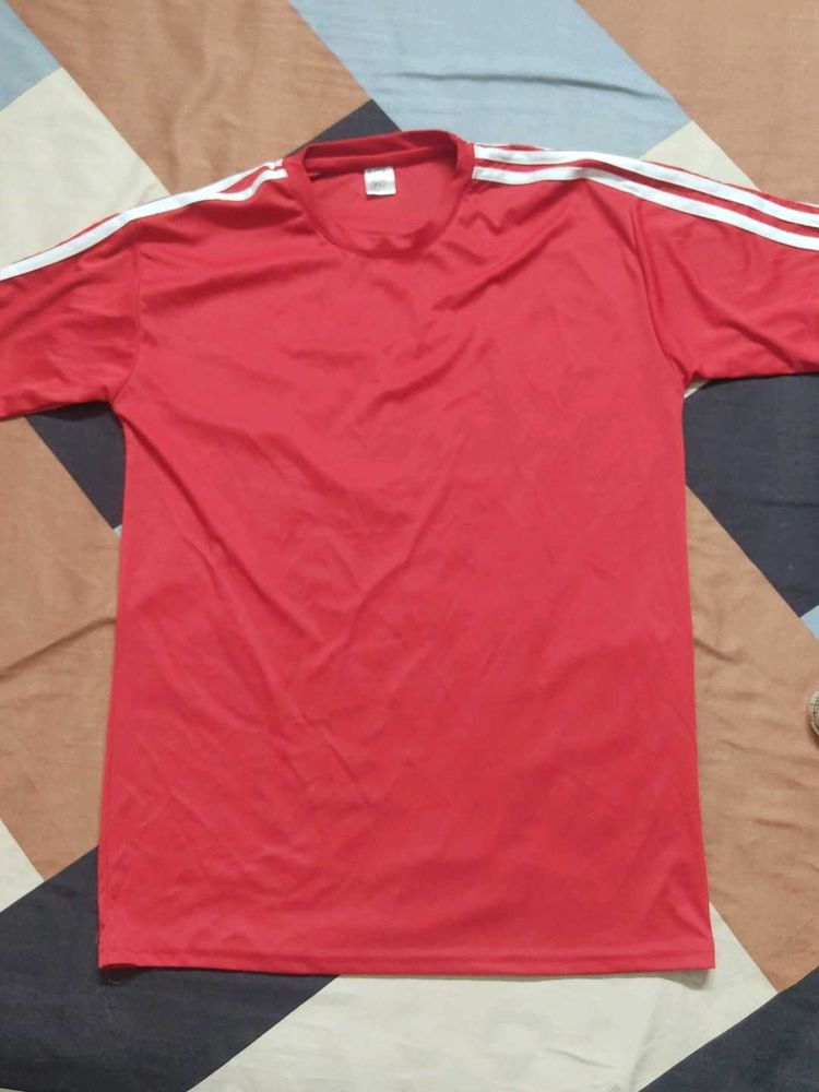 Red T-Shirt with White Stripes