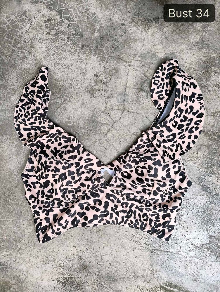 Leopard Print Bikini Top