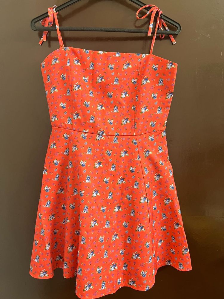 Floral Print Tie Strap Mini Dress
