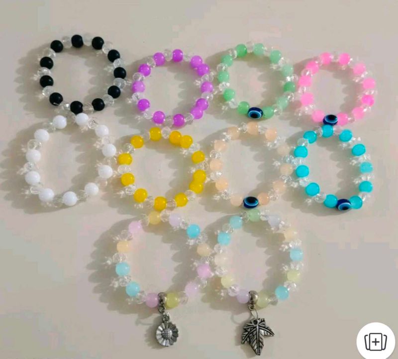 Colorful Beaded Bracelets with Charms