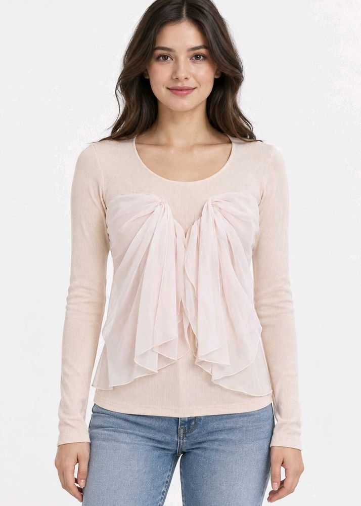 Chic Long Sleeve Top with Ruffle Detail