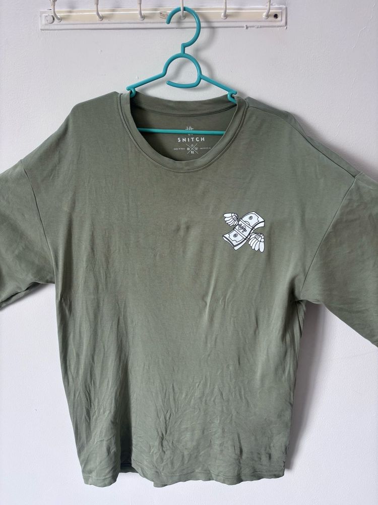 Olive Green Graphic Print T-shirt