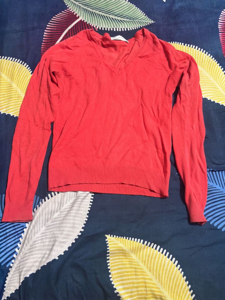 Cozy V-Neck Red Sweater