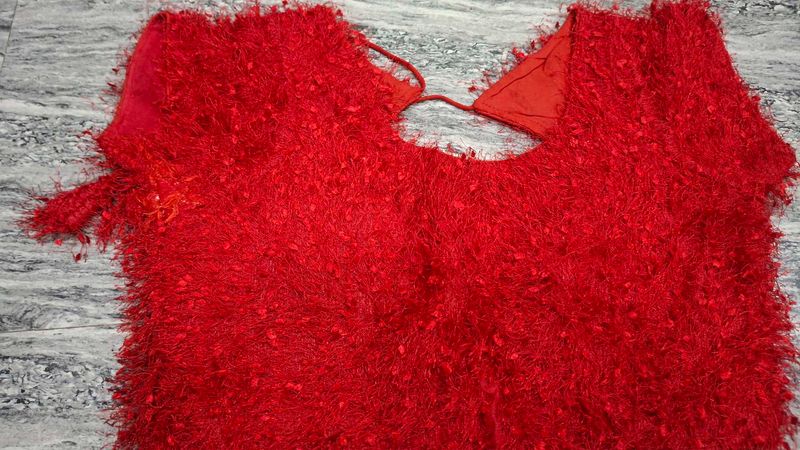 Vibrant Red Textured Blouse