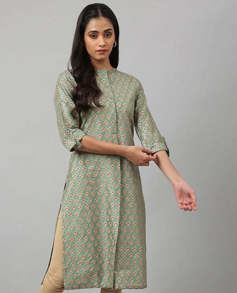 Green Printed Kurta