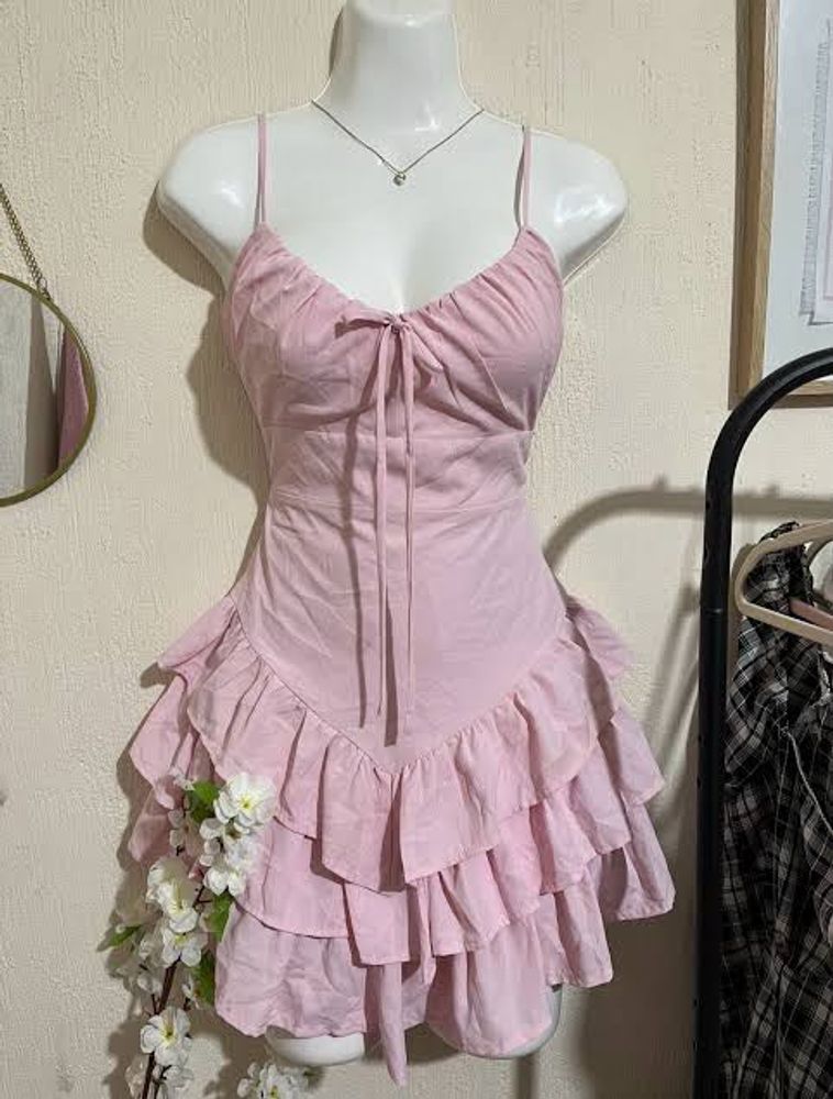 Light Pink Ruffled Mini Dress