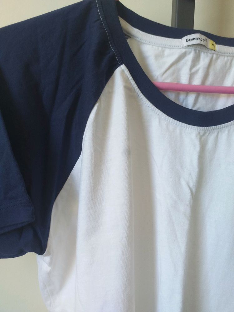 White &amp; Blue Crop Top