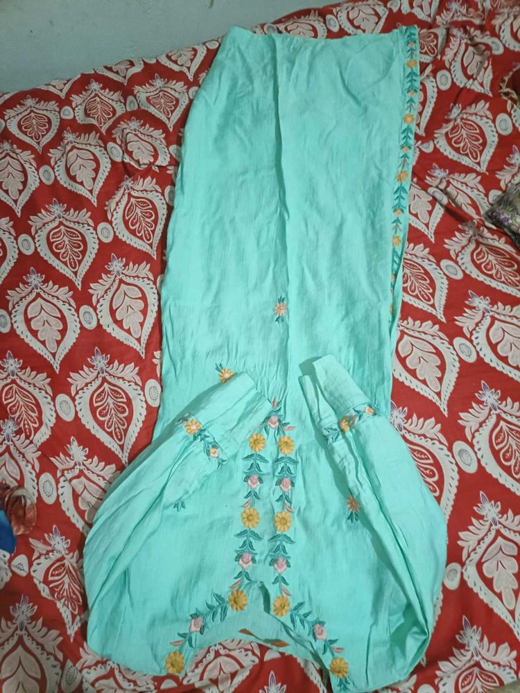 Embroidered Teal Kurta Set