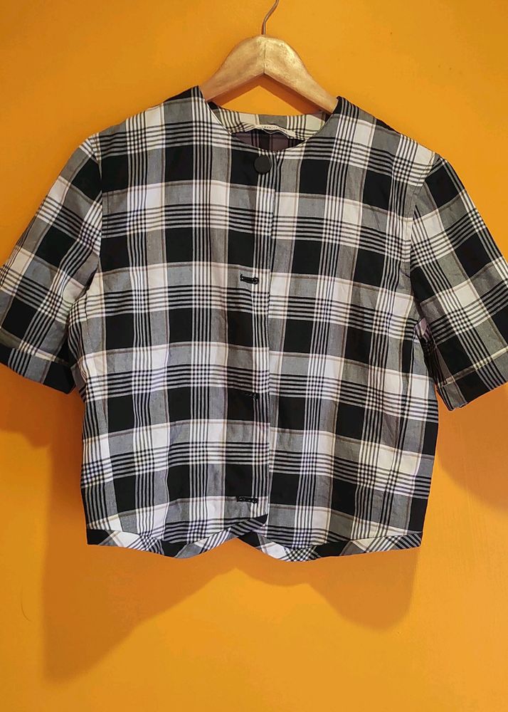 Black And White Check Beautiful Shirt Cum Jacket