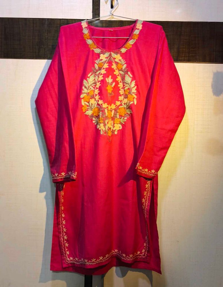 Kashmiri Pink Embroidered Kurta