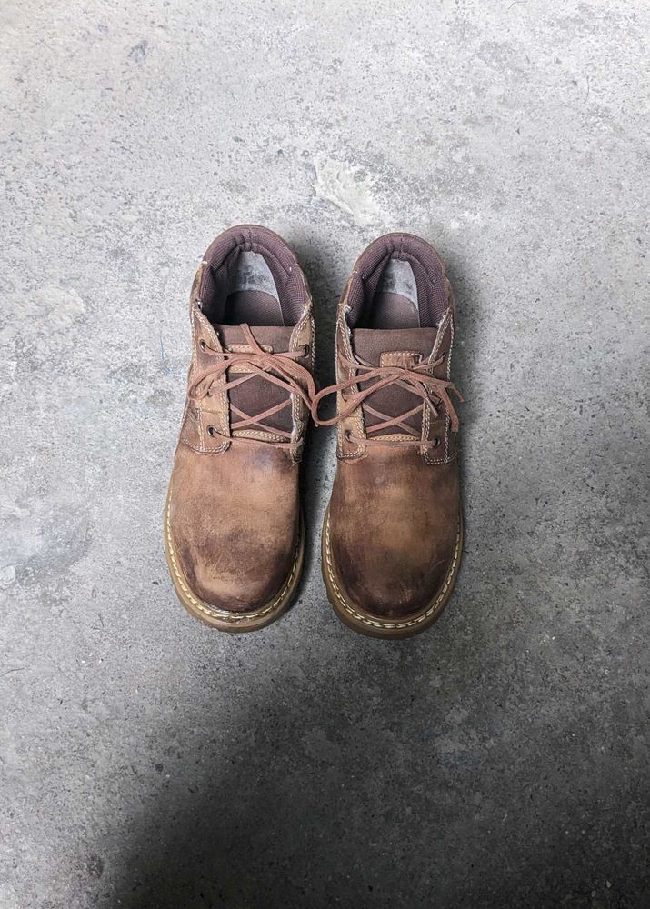 CAT Men's Brown Leather Lace-Up Boots
