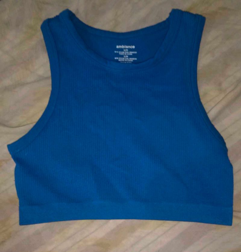 Vibrant Blue Ribbed Sports Bra