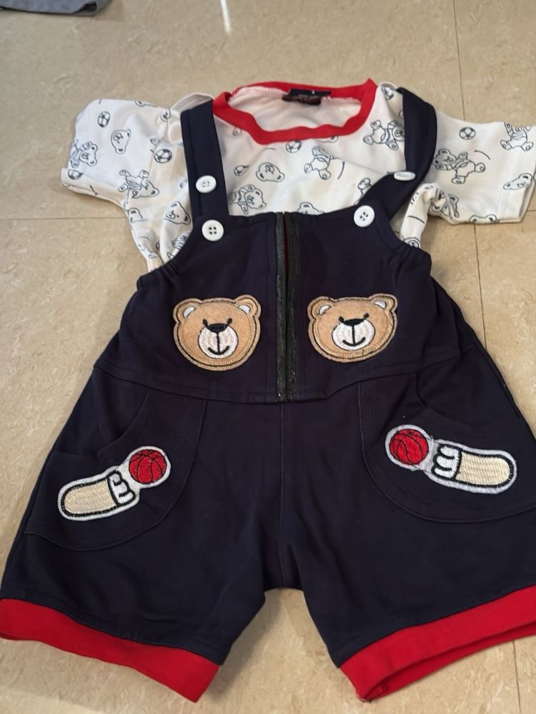 Cute Bear Overalls and T-shirt Set
