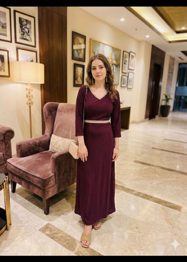 Elegant classy Burgundy one piece