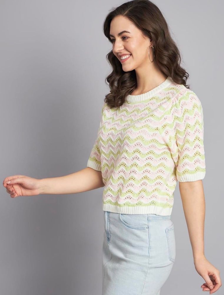 Zudio Cute Pastel Pink &amp; Light Green Textured Knit