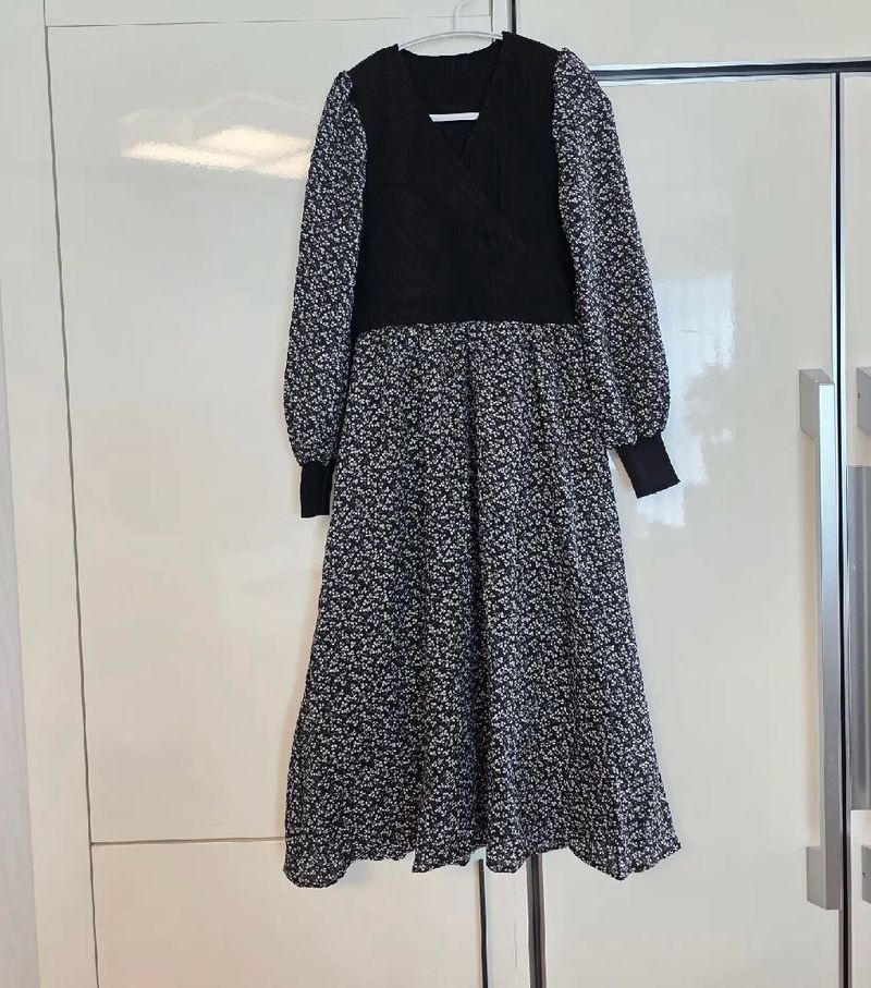 Elegant Floral Print winter dress