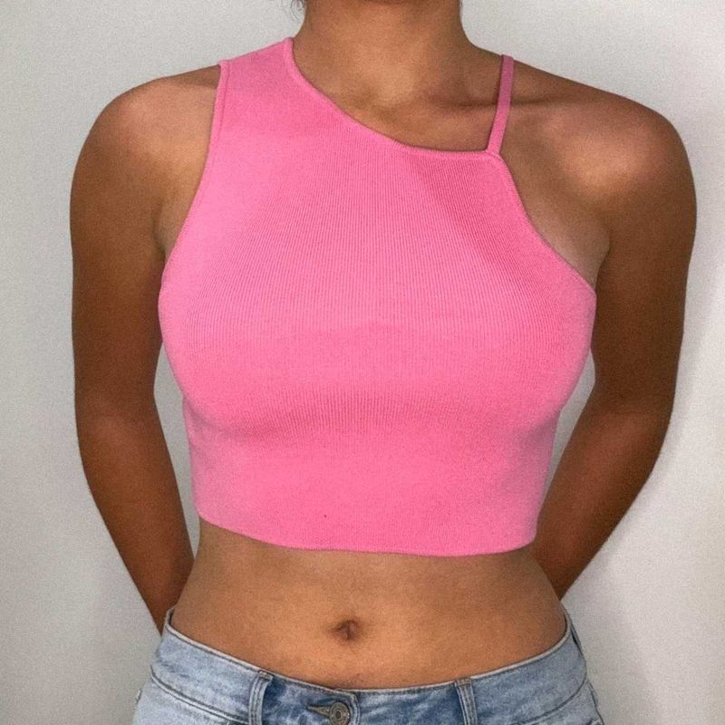 ZARA Pink Cropped Tank Top