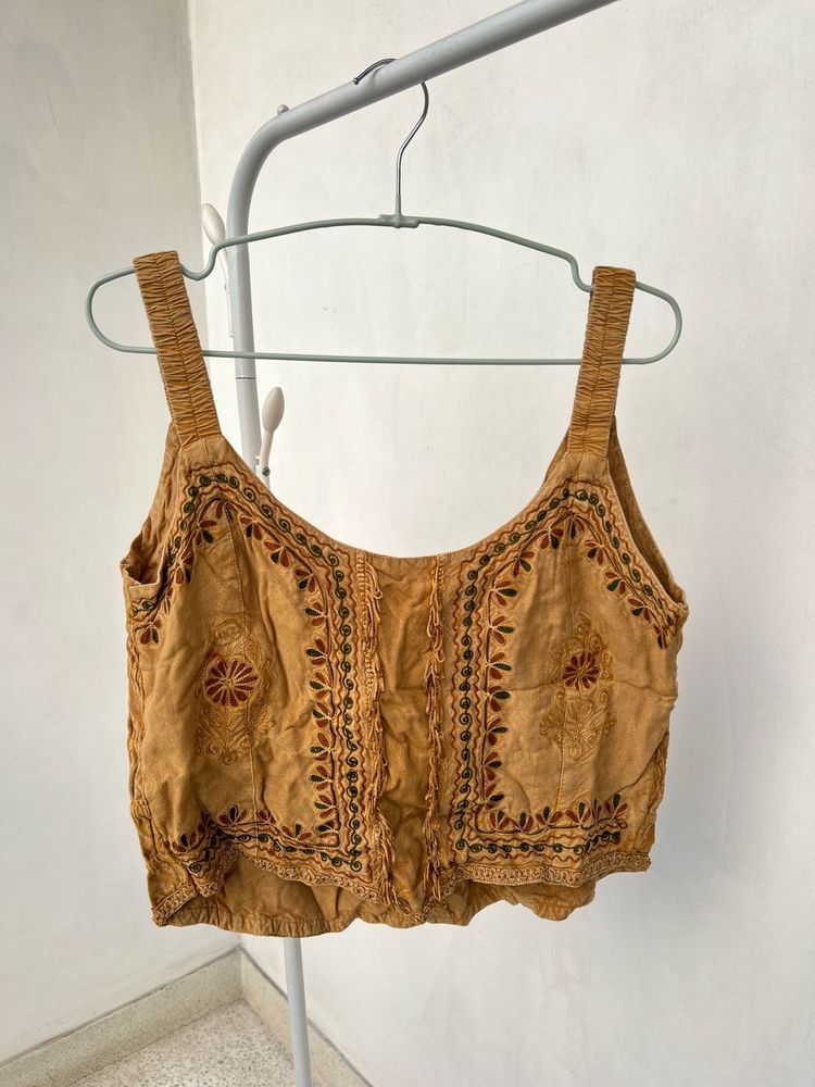 Embroidered Boho Crop Top