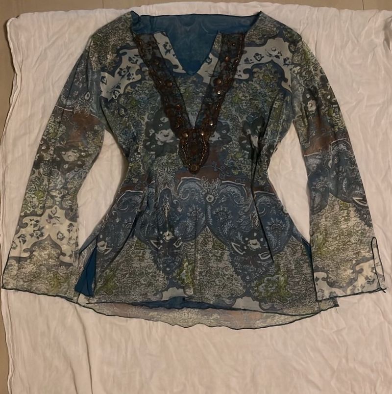 Boho-inspired Embellished Tunic Top