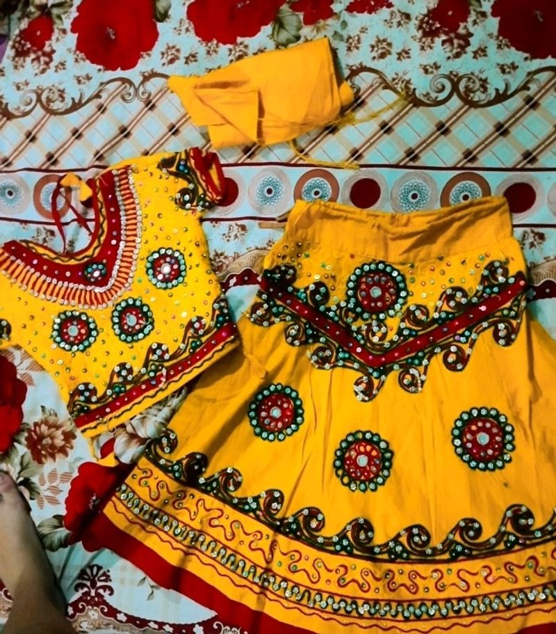 New Gujarati Kutch Embroidery Unworn Kids Lehenga
