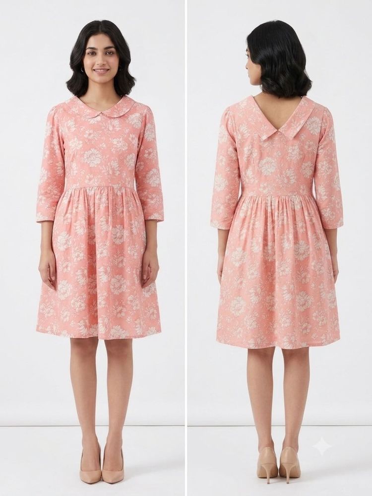 zink London pink floral knee length midi