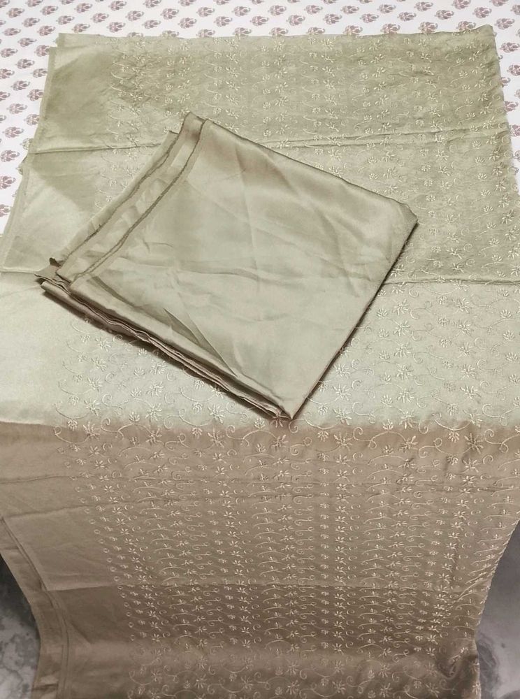 unstitched 2piece Chikankari satin silk set