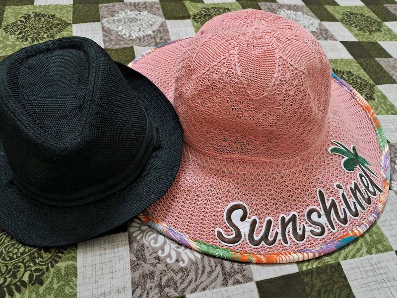 Stylish Pink &amp; Black Hats Set