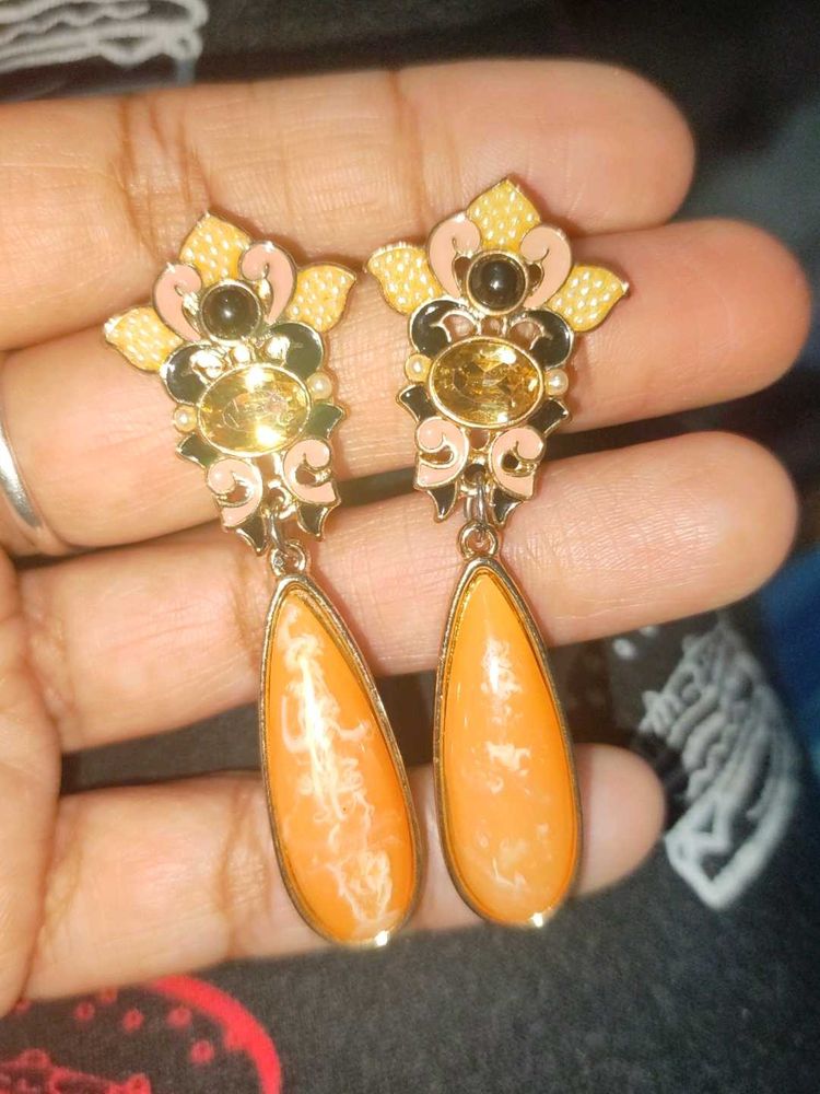 Unique Orange Drop Earrings