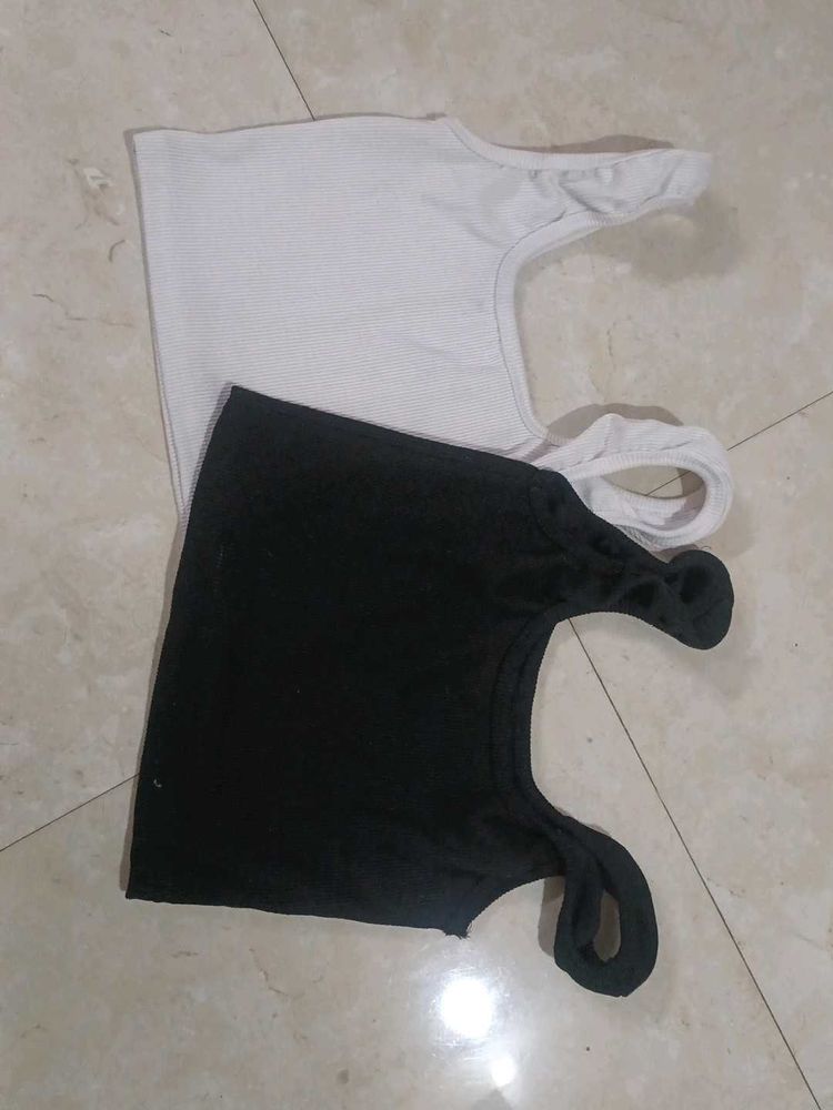 Set of 2 Camisoles - Black &amp; White