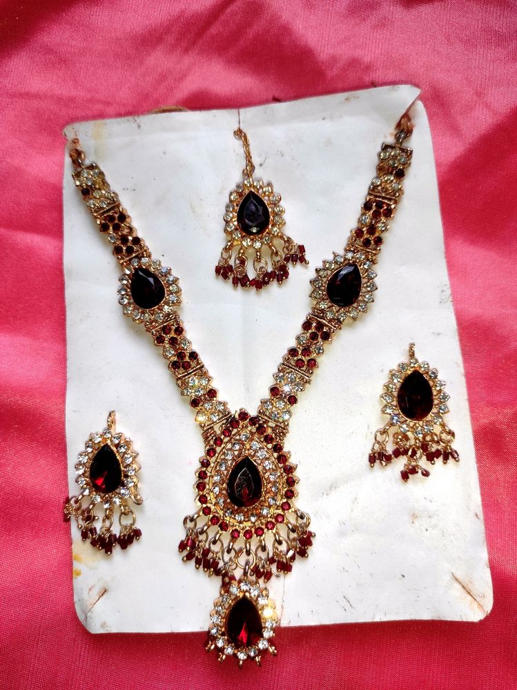 Bridal Wear Red Rhinestone Jewellery Set ❤️✨