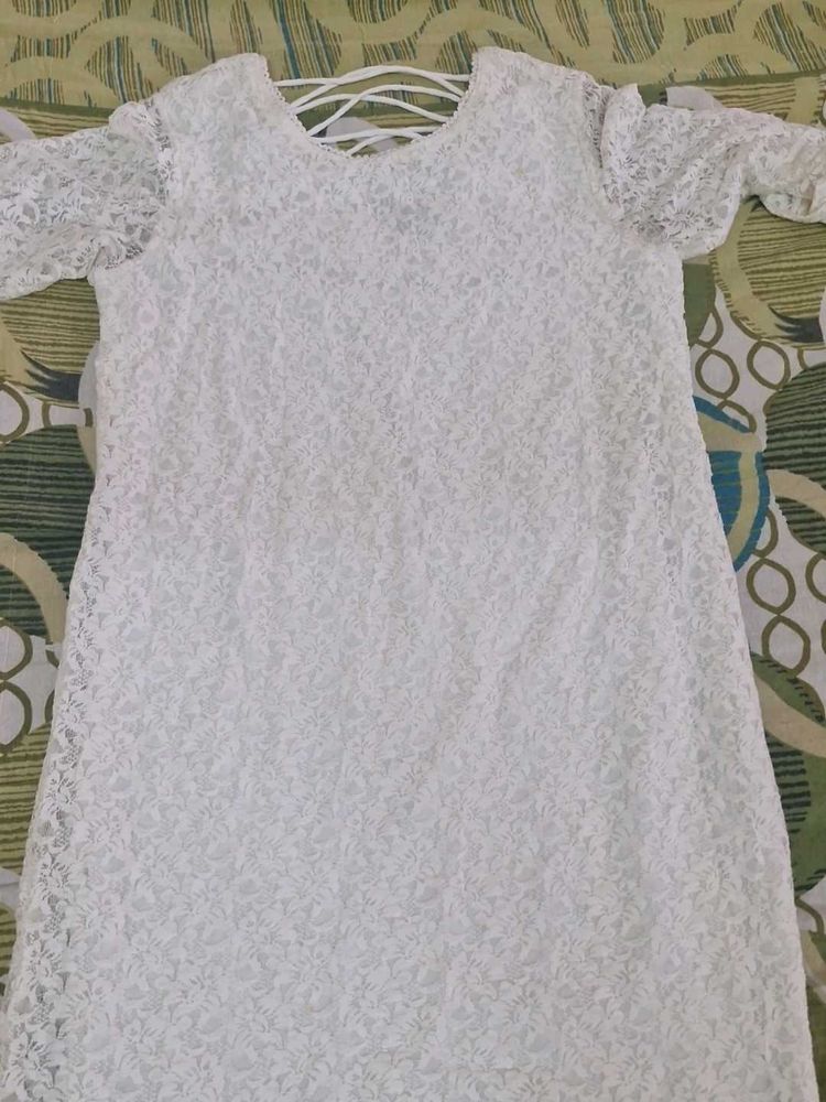 White Lace Dress with Criss-Cross Back