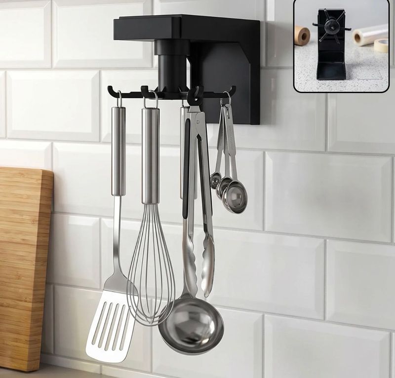 Rotating Wall-Mounted Kitchen Utensil Rack